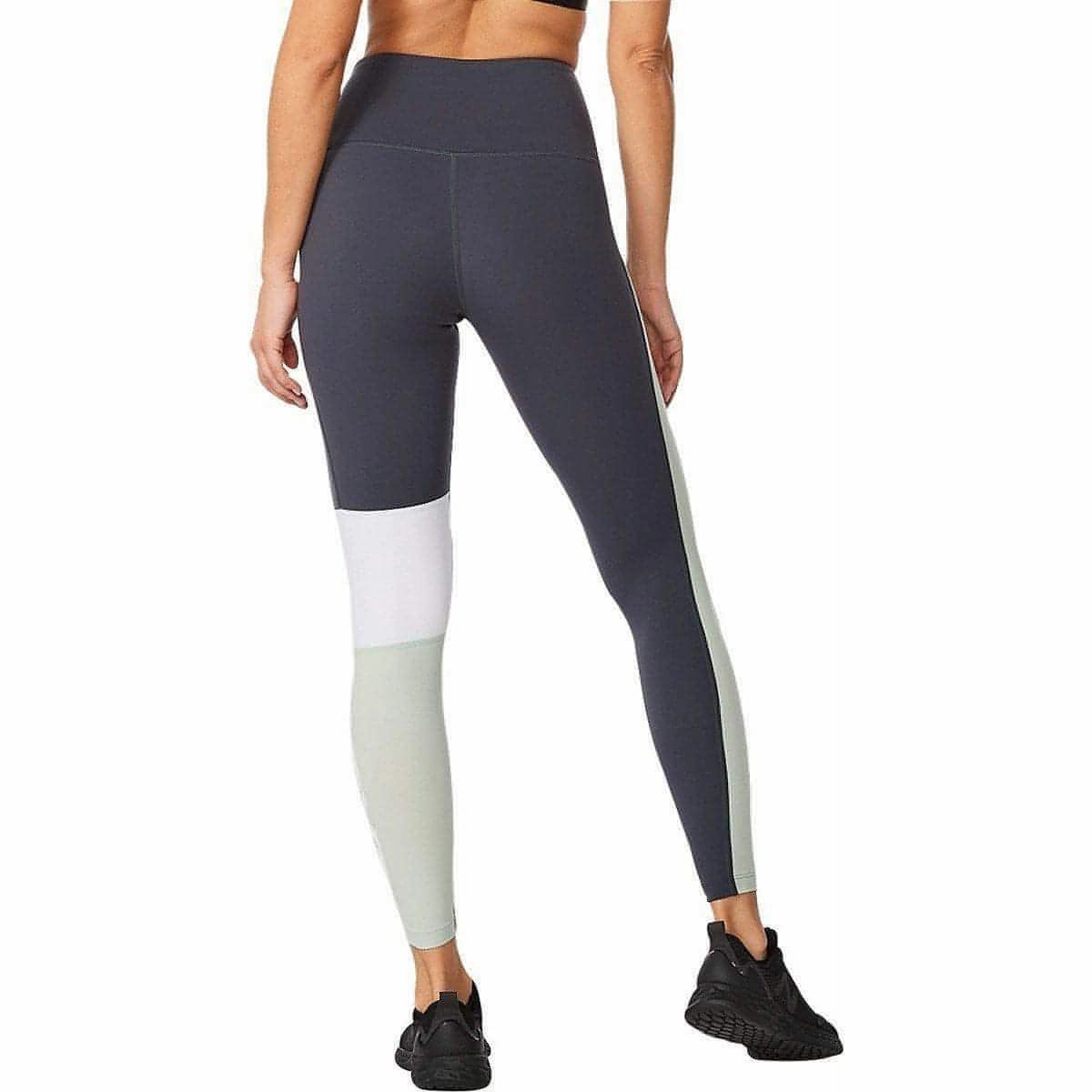 2XU Form Block Hi Rise Compression Womens Long Running Tights - Navy Anti Static Fabric