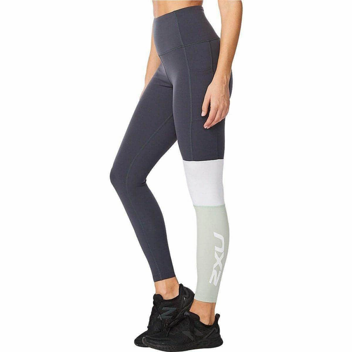 Signature Fit Eco Friendly Fabric 2XU Form Block Hi Rise Compression Womens Long Running Tights - Navy