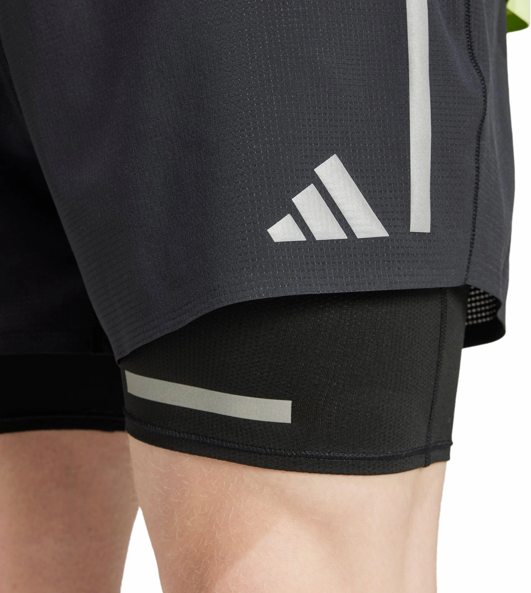 adidas Ultimate Reflective 2 In 1 Mens Running Shorts - Black Crisp Look Go Light
