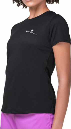 vacation wear Soft Cotton Feel Ronhill Core Short Sleeve Womens Running Top - Black