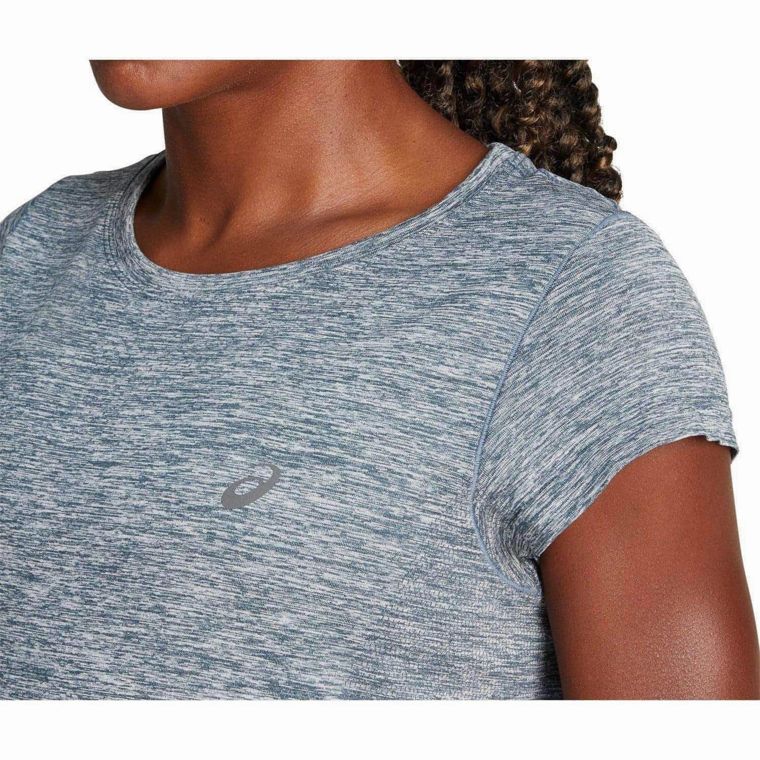 Tubular Knit Structure quick-drying Asics Race Seamless Short Sleeve Womens Running Top - Blue