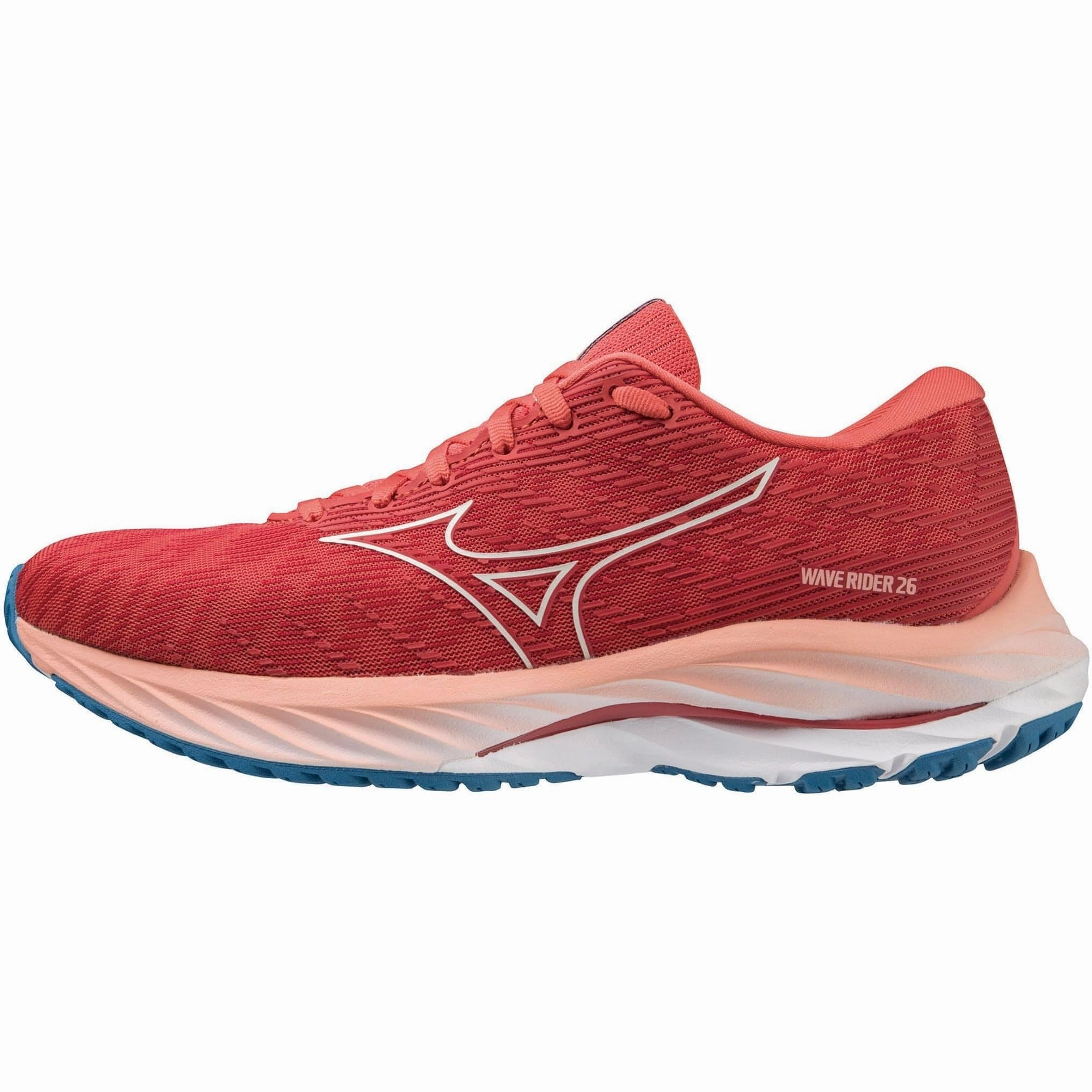 Bold Pattern School Ready Mizuno Wave Rider 26 Womens Running Shoes - Pink