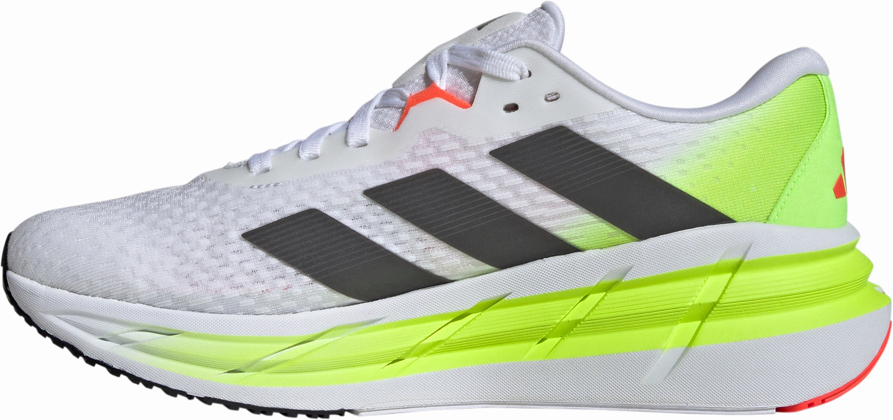 adidas Adistar 3.0 Mens Running Shoes - White Decoupled Crash Pad running in a snow - covered area shoes