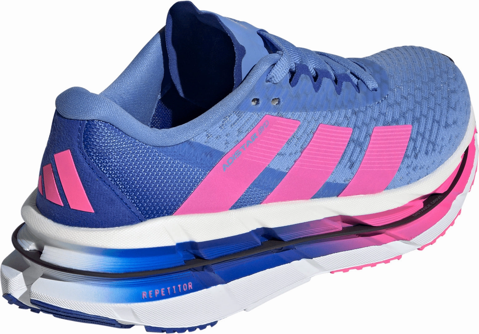 adidas Adistar BYD Womens Running Shoes - Blue running in suburbs
