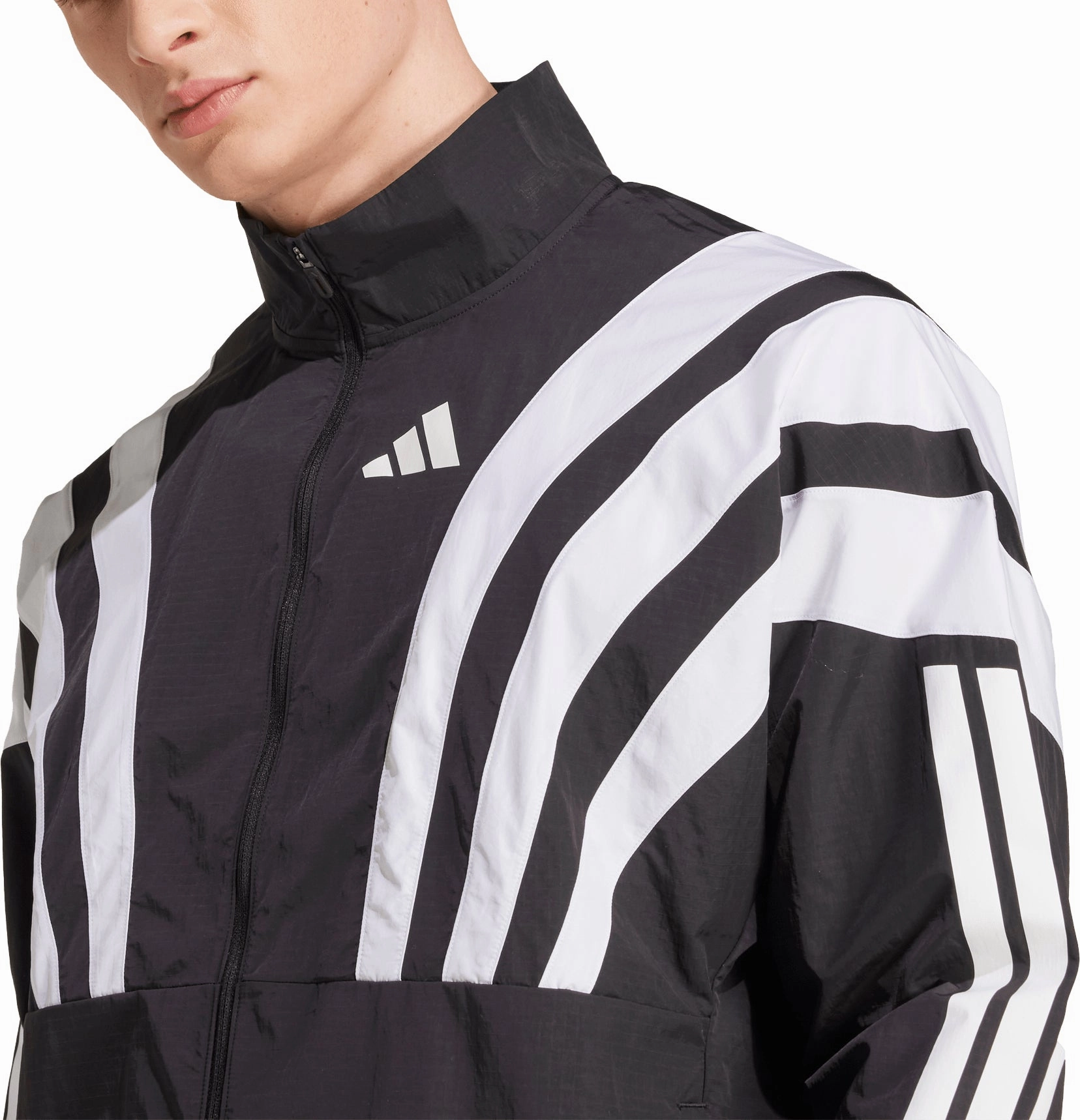 adidas Adizero Archive Mens Running Jacket - Black Thermal Lining Collarless