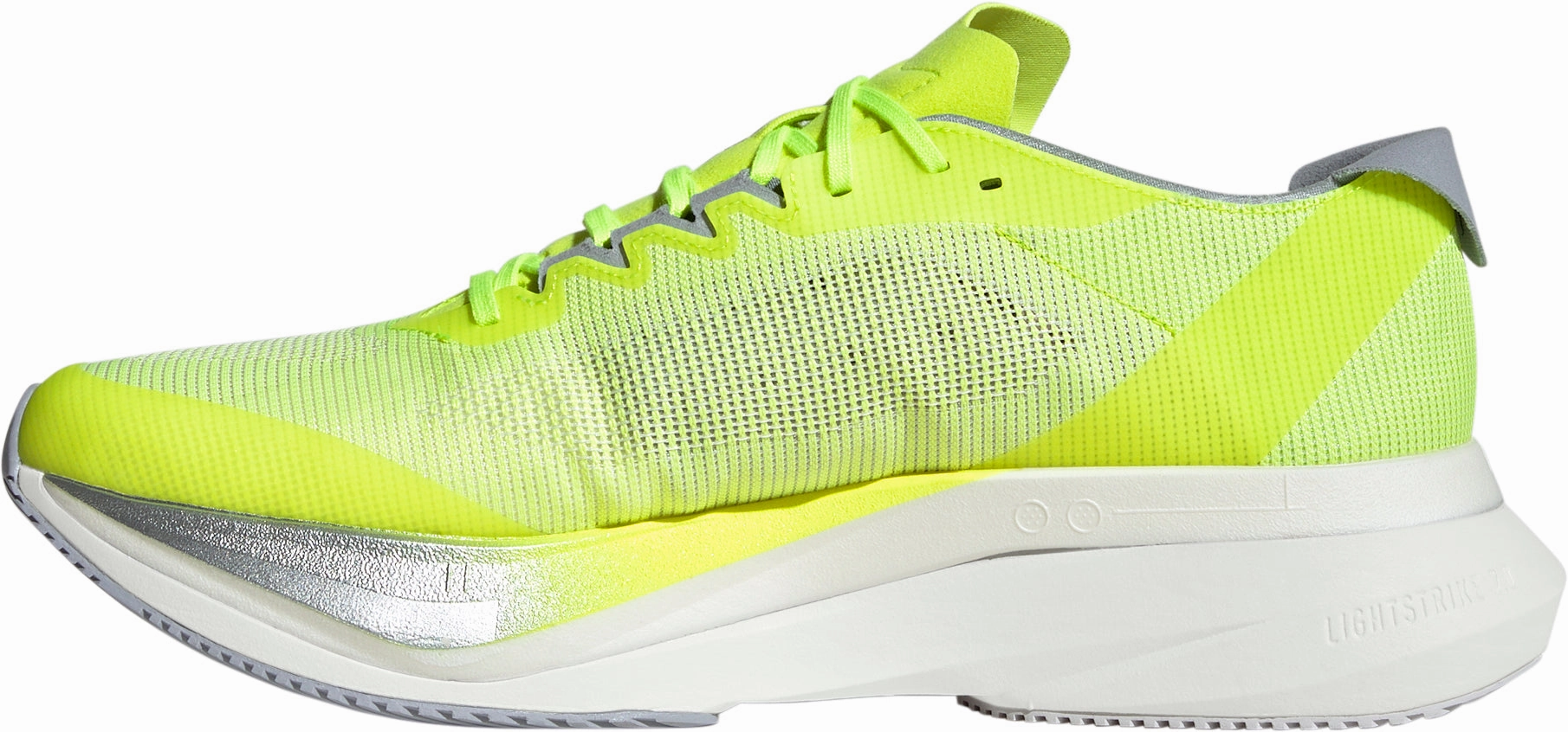 adidas Adizero Boston 12 Mens Running Shoes - Yellow Supportive frame Asymmetrical Lacing