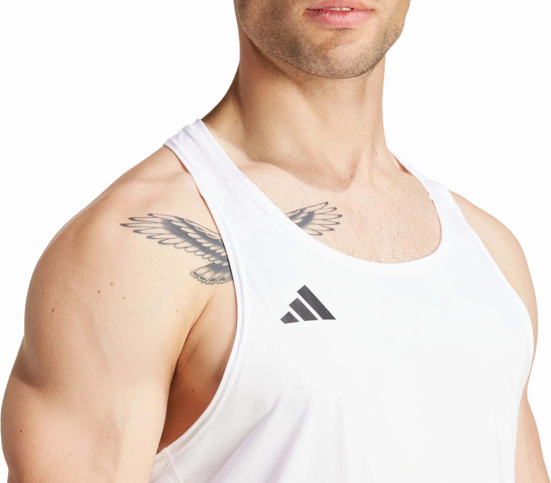 petite size thought adidas Adizero Essentials Mens Running Vest - White