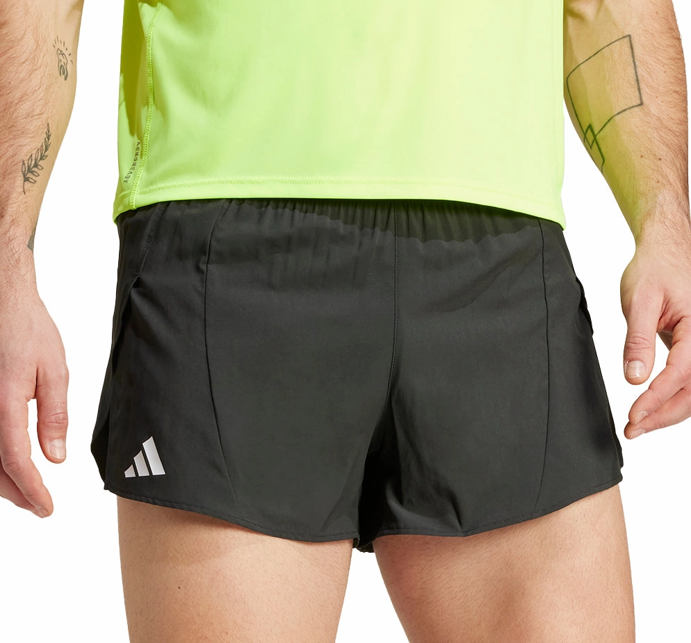 Roll Up Cuff Design adidas Adizero Essentials Mens Split Running Shorts - Black