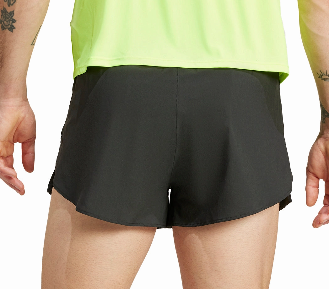 adidas Adizero Essentials Mens Split Running Shorts - Black elastic waistband semi - formal event