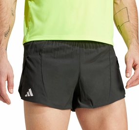 Roll Up Cuff Design adidas Adizero Essentials Mens Split Running Shorts - Black