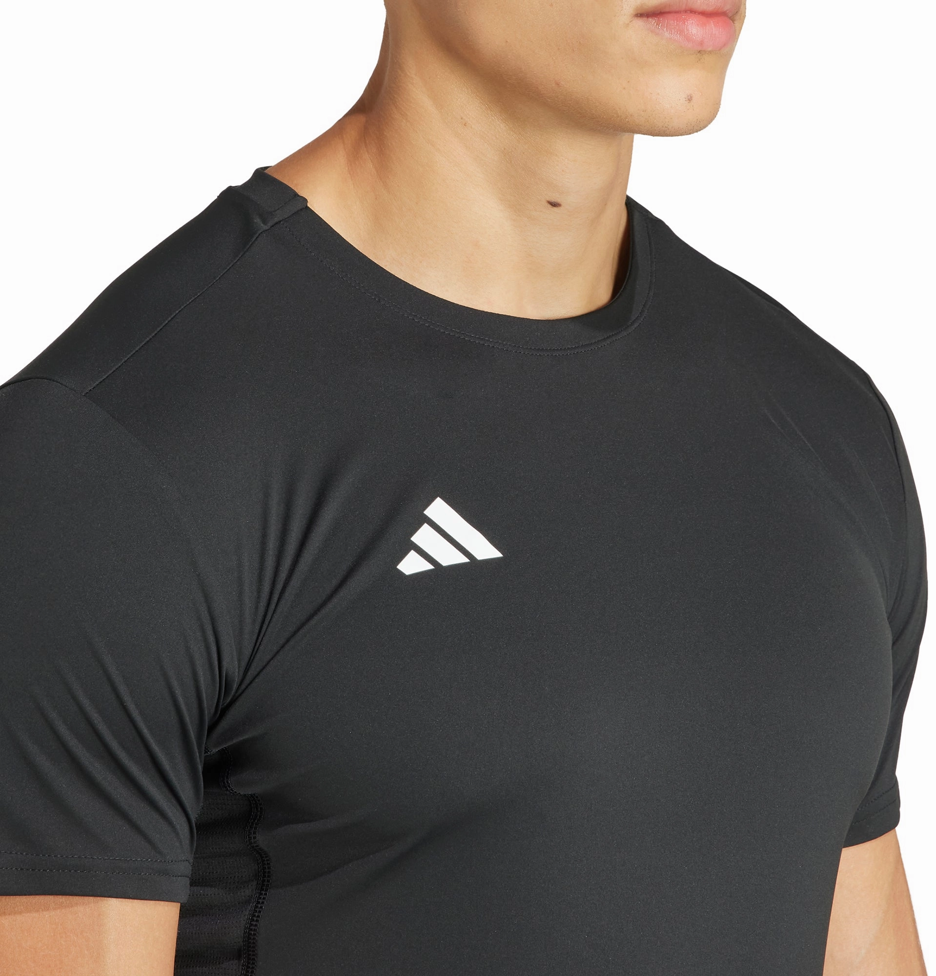 Anti Pilling Treatment sporty wear adidas Adizero Essentials Short Sleeve Mens Running Top - Black