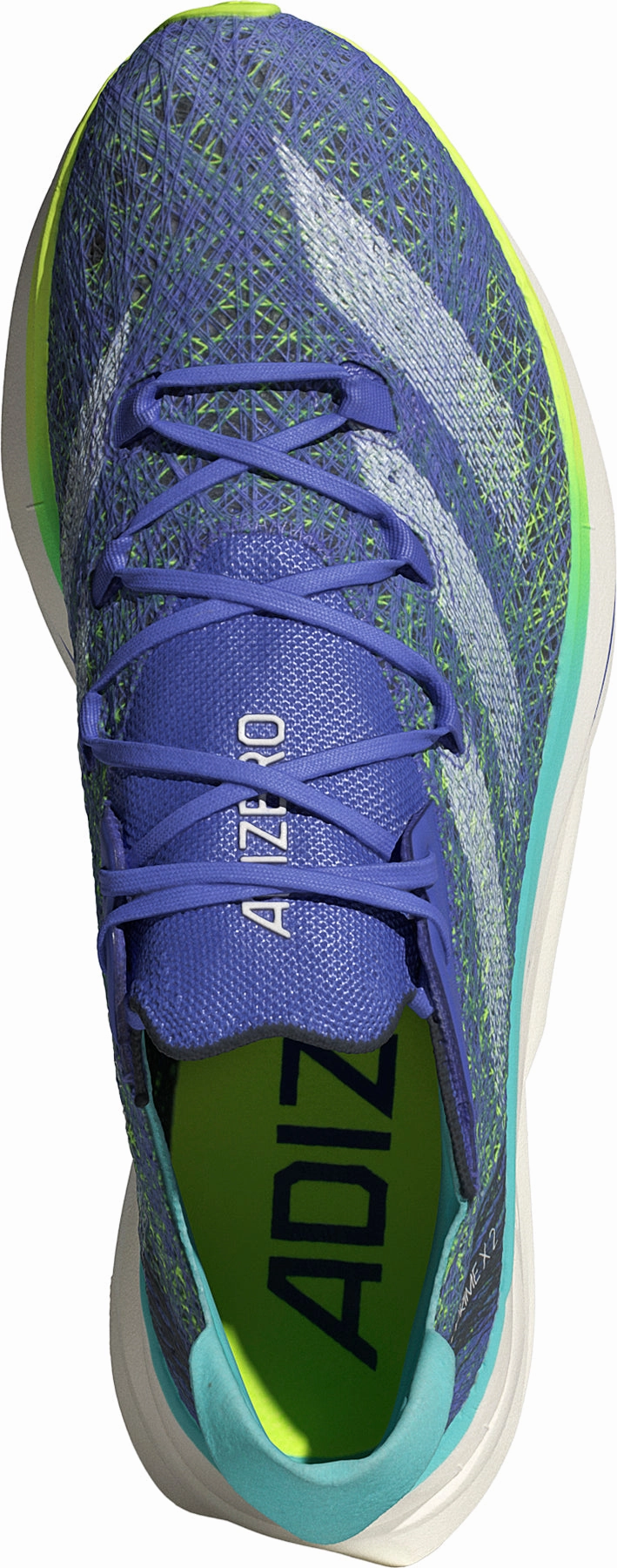 adidas Adizero Prime X 2.0 Strung Running Shoes - Blue Frictionless Collar Padding Abrasion Proof Outsole