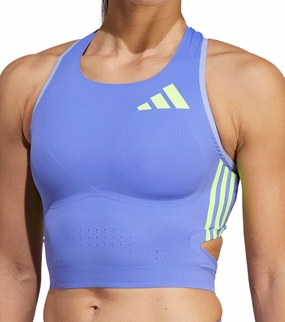 Polyester adidas Adizero Promo Womens Running Crop Top - Blue