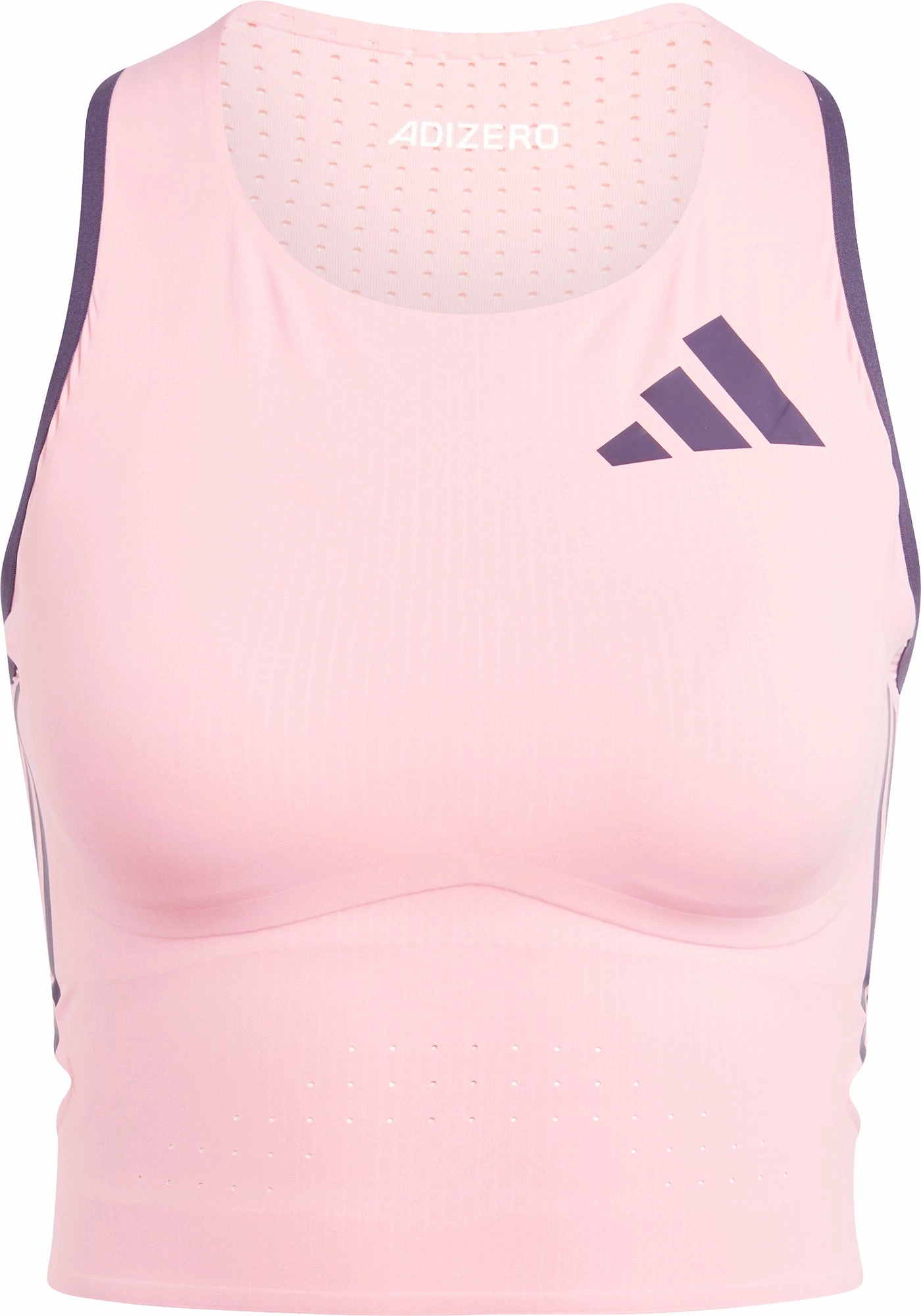 Hidden Storage Compartment adidas Adizero Promo Womens Running Crop Top - Pink
