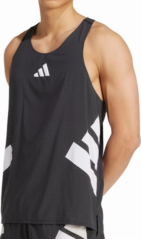 Reflective accents Stretchy adidas Adizero Road To Records Mens Running Vest - Black