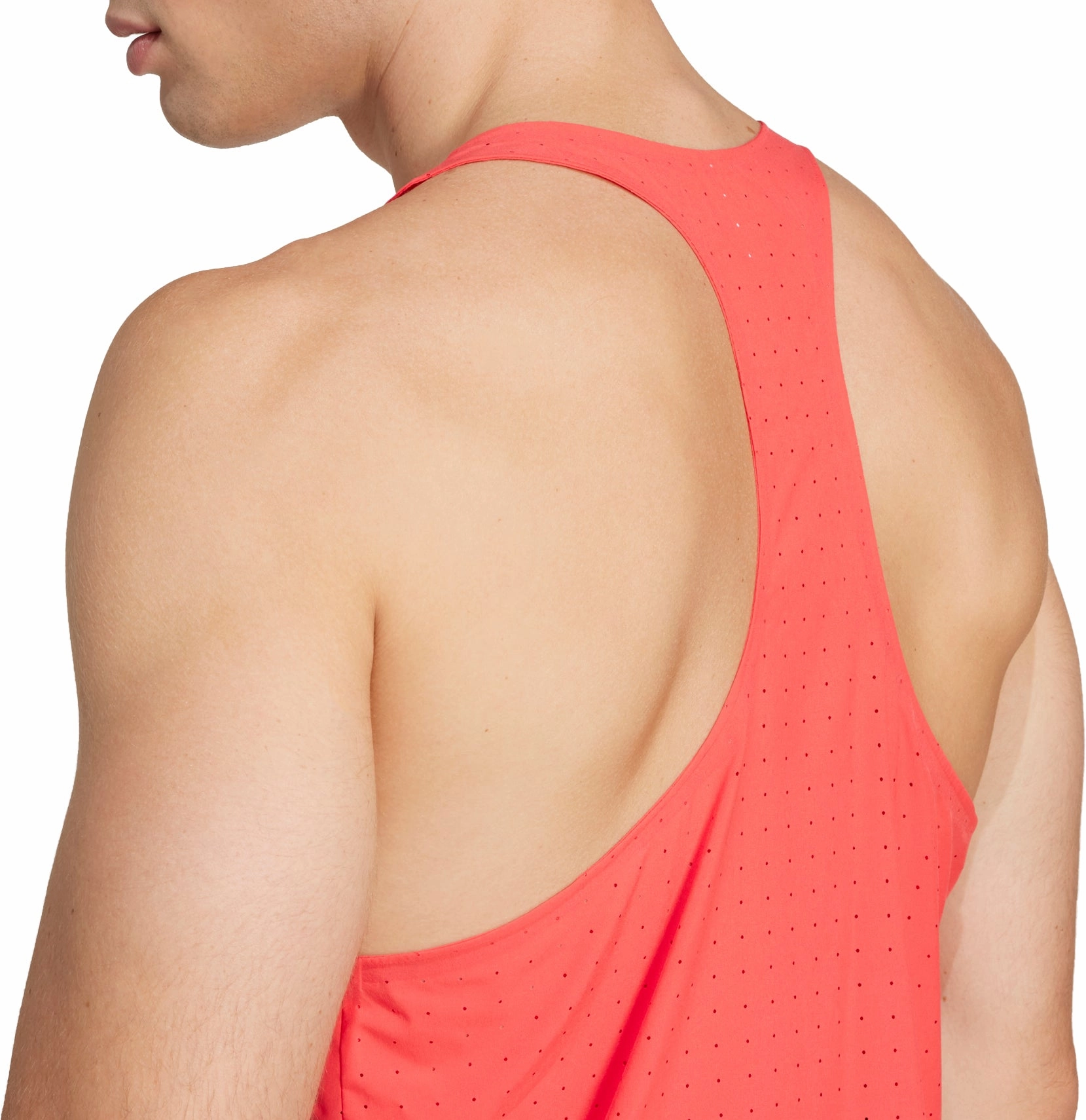 Flexible Armholes adidas Adizero Road To Records Mens Running Vest - Red