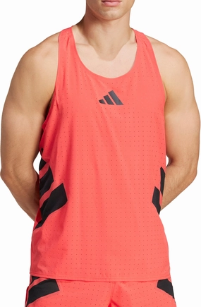 adidas Adizero Road To Records Mens Running Vest - Red Devotion Detachable Hood