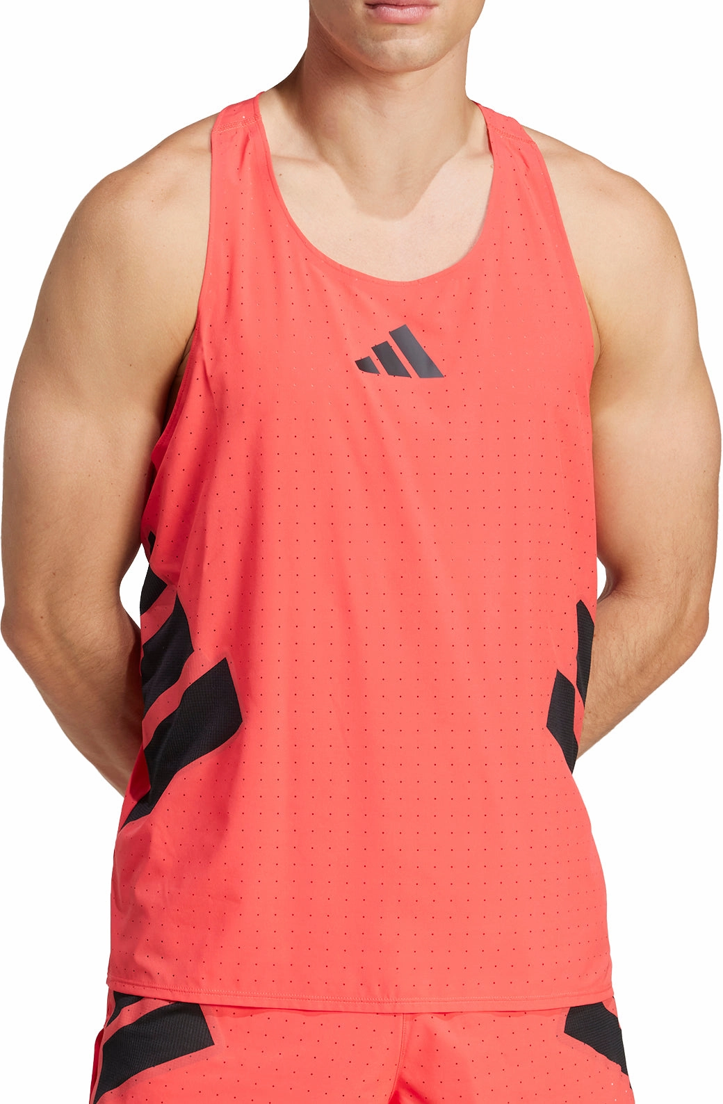 Windproof Barrier High Strength Stitching adidas Adizero Road To Records Mens Running Vest - Red