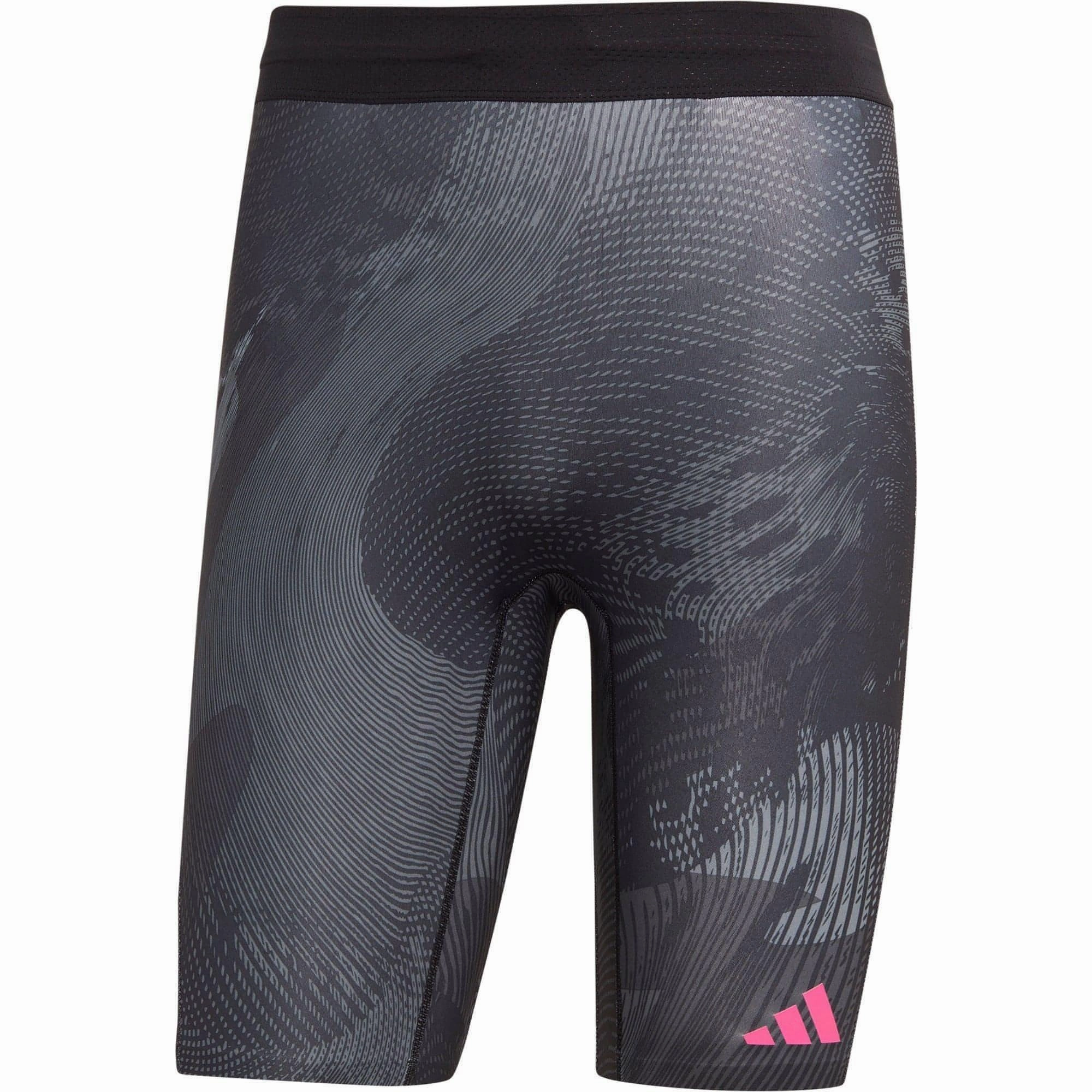 Recycled Elastic Trim adidas Adizero Saturday Mens Short Running Tights - Black