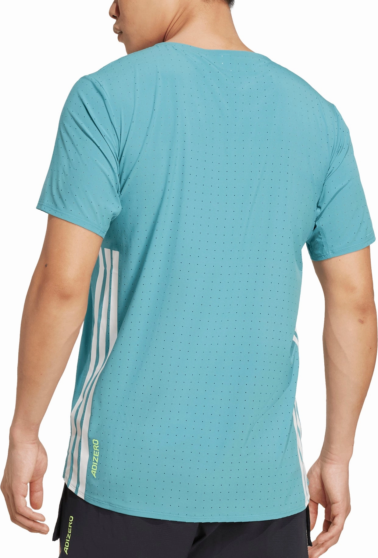 Active Outfit Style VintageWashEffect adidas Adizero Short Sleeve Mens Running Top - Green