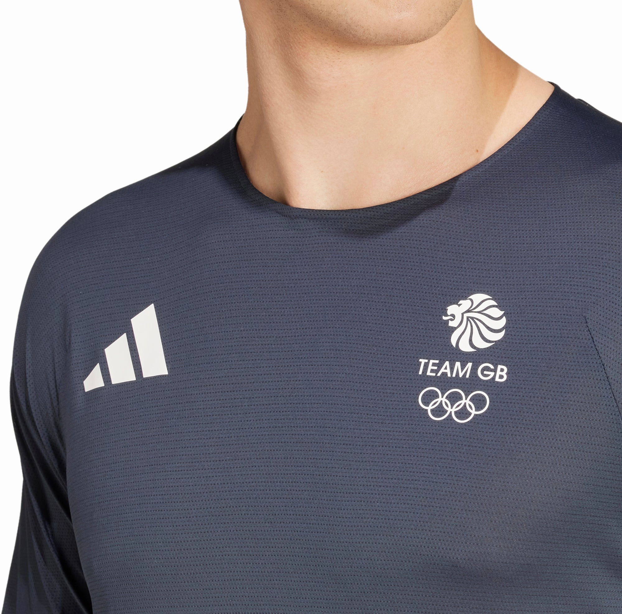 Soft Feel Gym workout adidas Adizero Team GB Short Sleeve Mens Running Top - Blue
