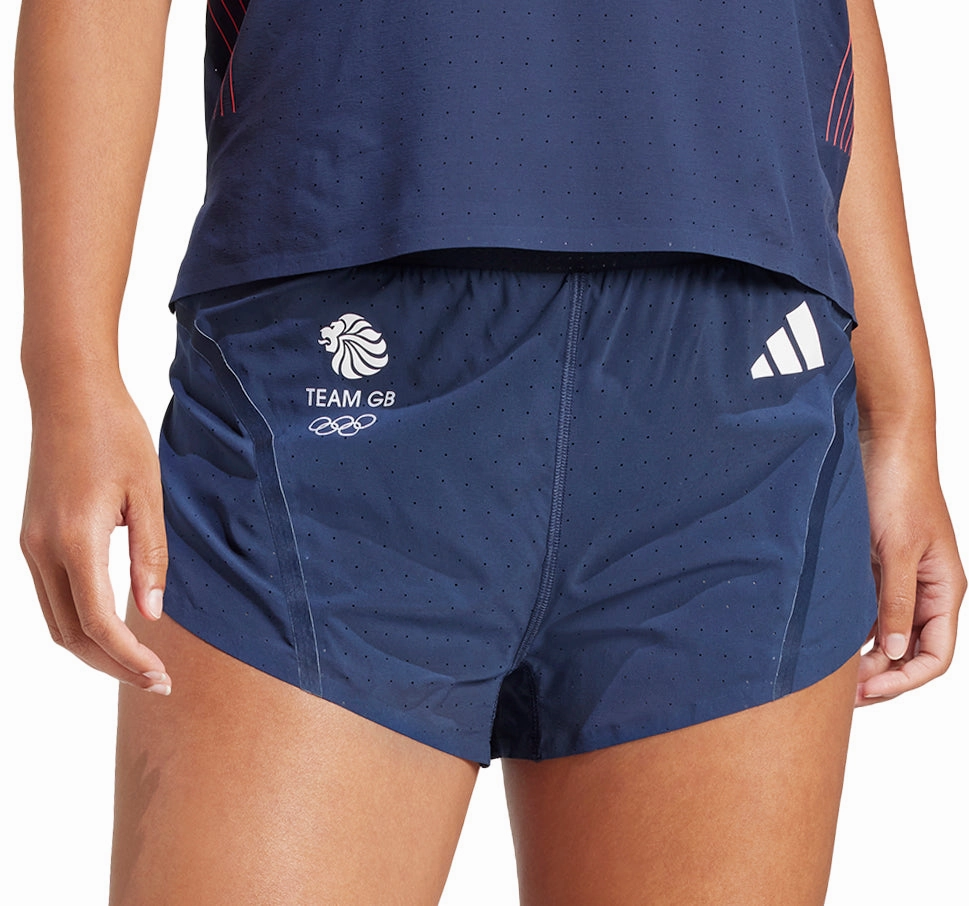 Regular Fit adidas Adizero Team GB Womens Split Running Shorts - Blue