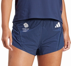 Regular Fit adidas Adizero Team GB Womens Split Running Shorts - Blue
