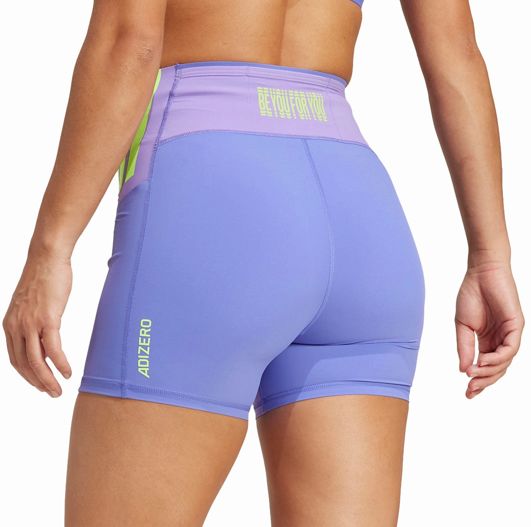 adidas Adizero Womens Short Running Tights - Purple Breathable Mesh Panels Petite Size Skin Friendly
