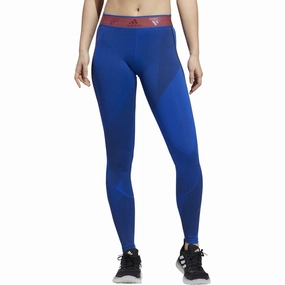 Studio Practice Comfort Seeker adidas AlphaSkin Graphic Womens Long Training Tights - Blue