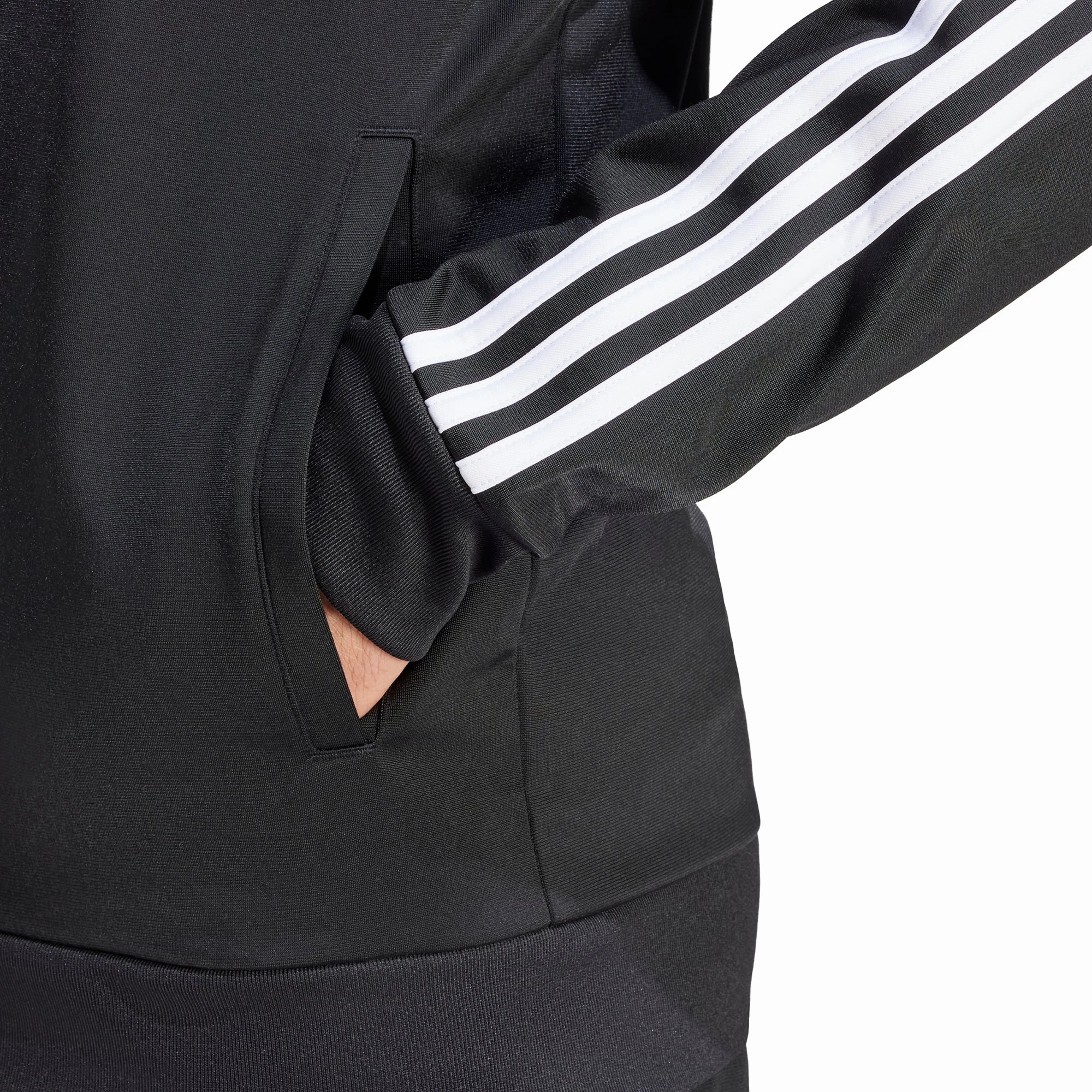adidas Essentials Warm Up 3 Stripes Mens Track Jacket - Black Performance Protection Noise Free Material