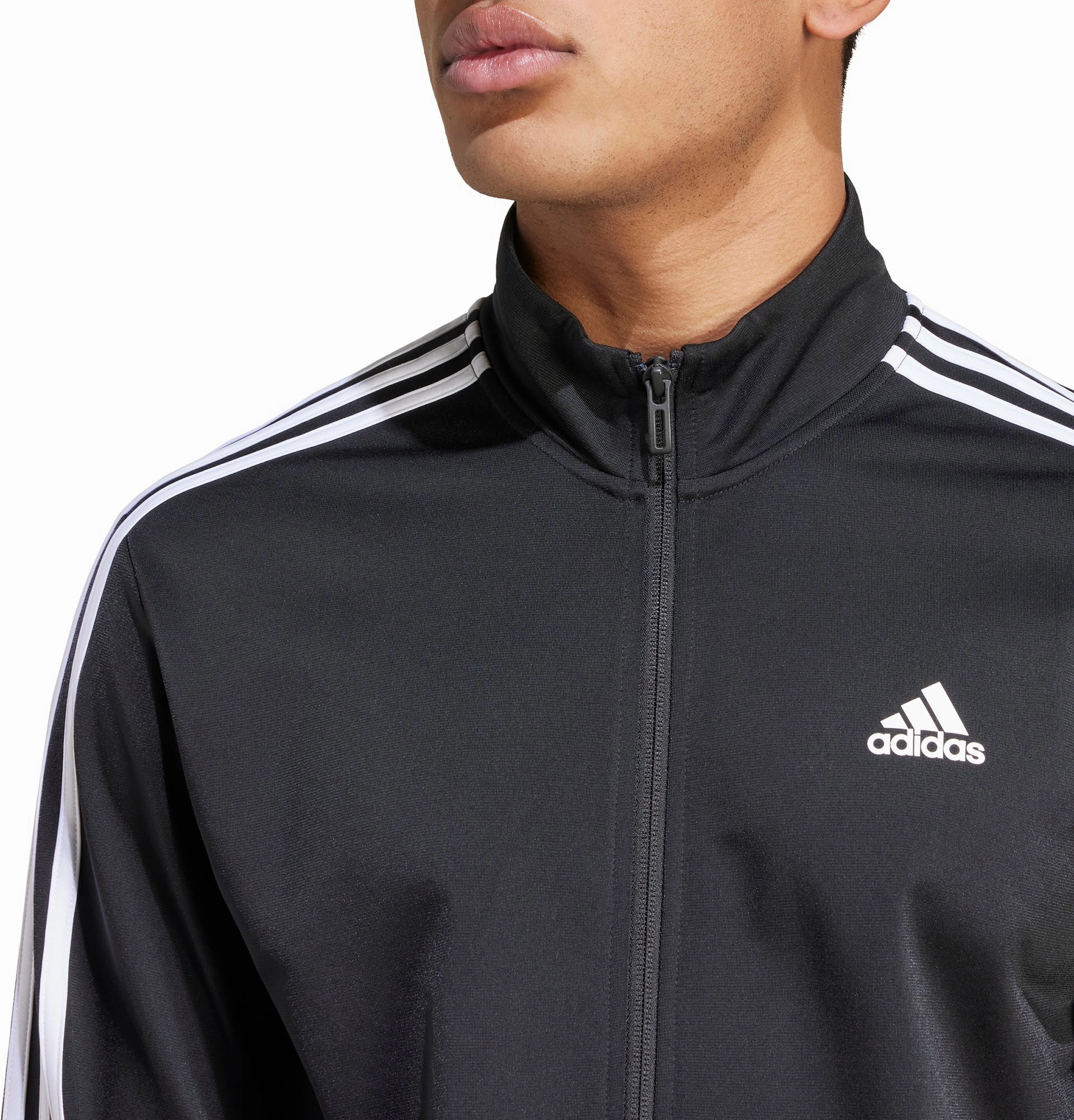 Attraction packable adidas Essentials Warm Up 3 Stripes Mens Track Jacket - Black