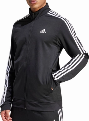 adidas Essentials Warm Up 3 Stripes Mens Track Jacket - Black Office Comfort