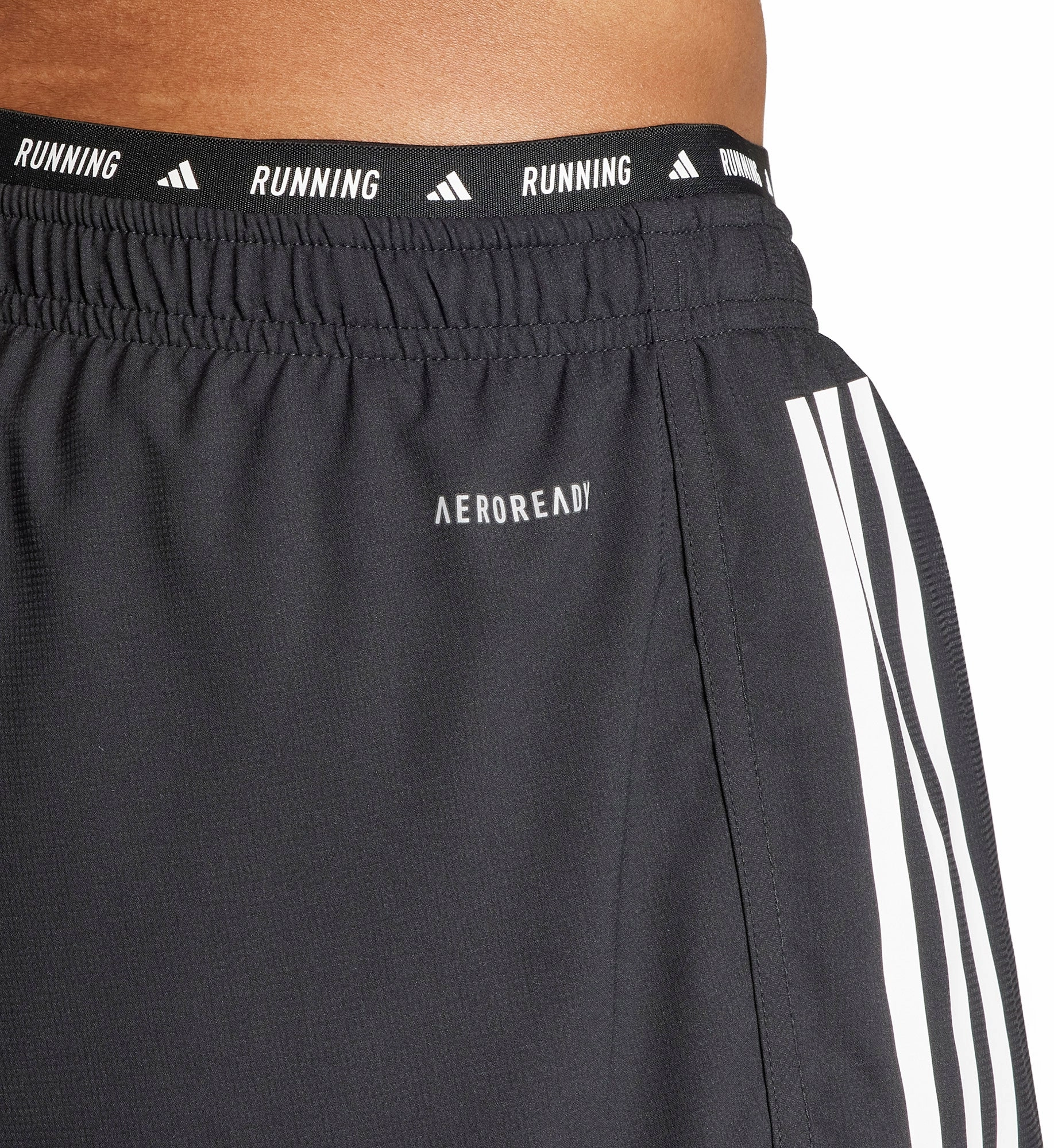 adidas Own The Run 3 Stripes 2 In 1 Mens Running Shorts - Black RecycledPolyester Unique Piece