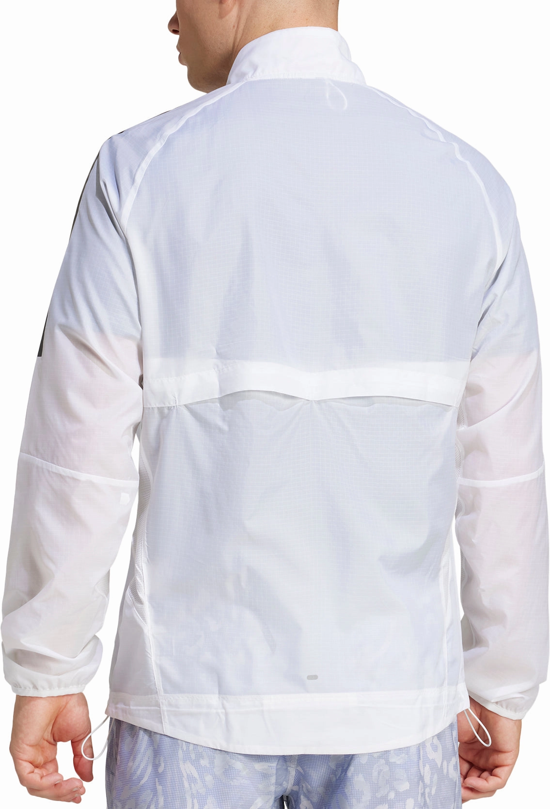 Fast Layering Durable Outer Layer adidas Own The Run 3 Stripes Packable Mens Running Jacket - White