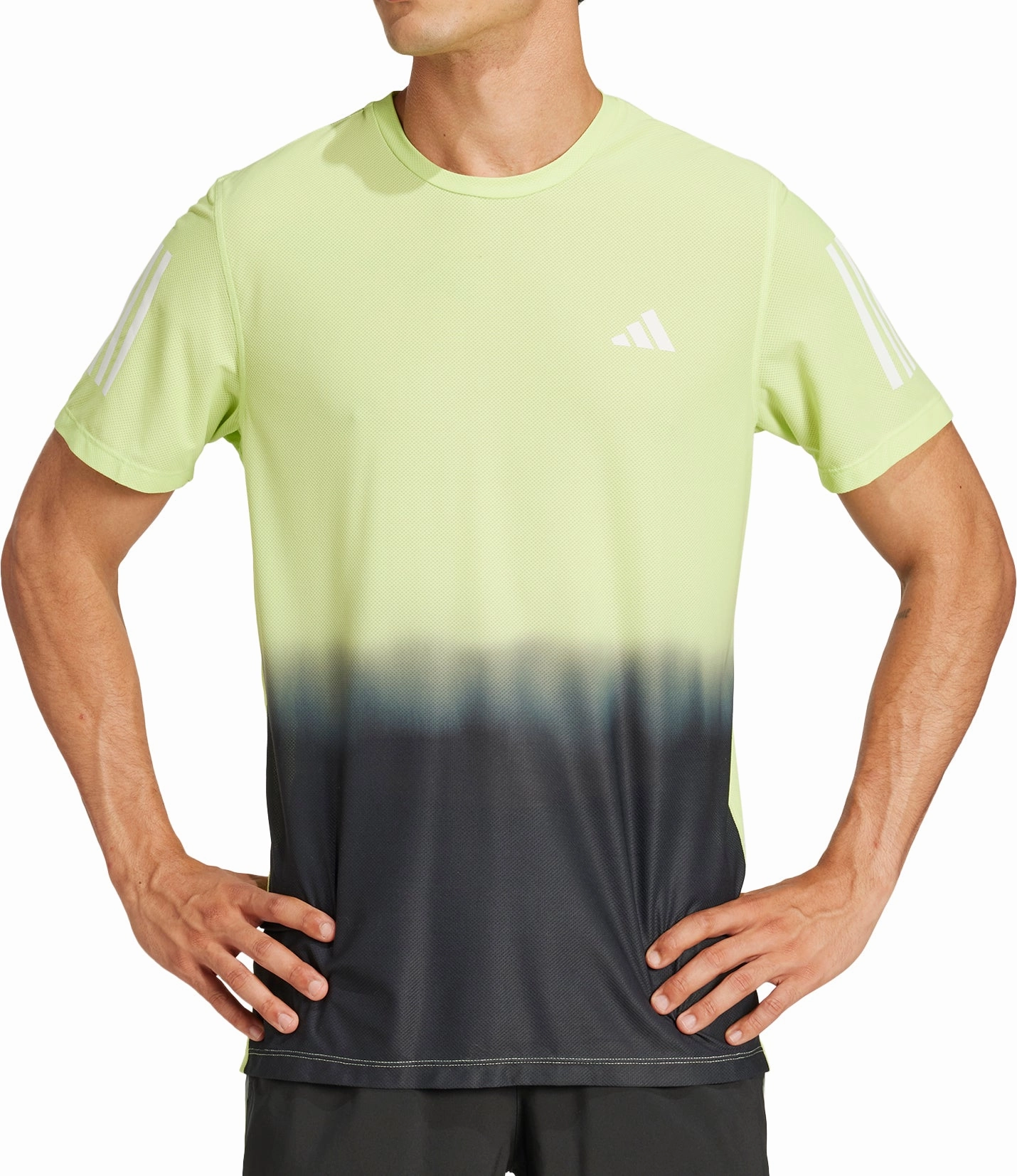 Breathable Stretch semi-formal style adidas Own The Run ClimaCool Short Sleeve Mens Running Top - Green