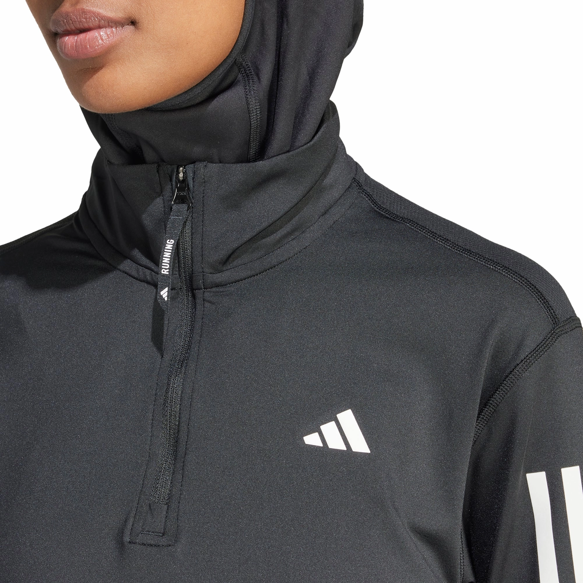 simple design adidas Own The Run Half Zip Long Sleeve Womens Running Top - Black