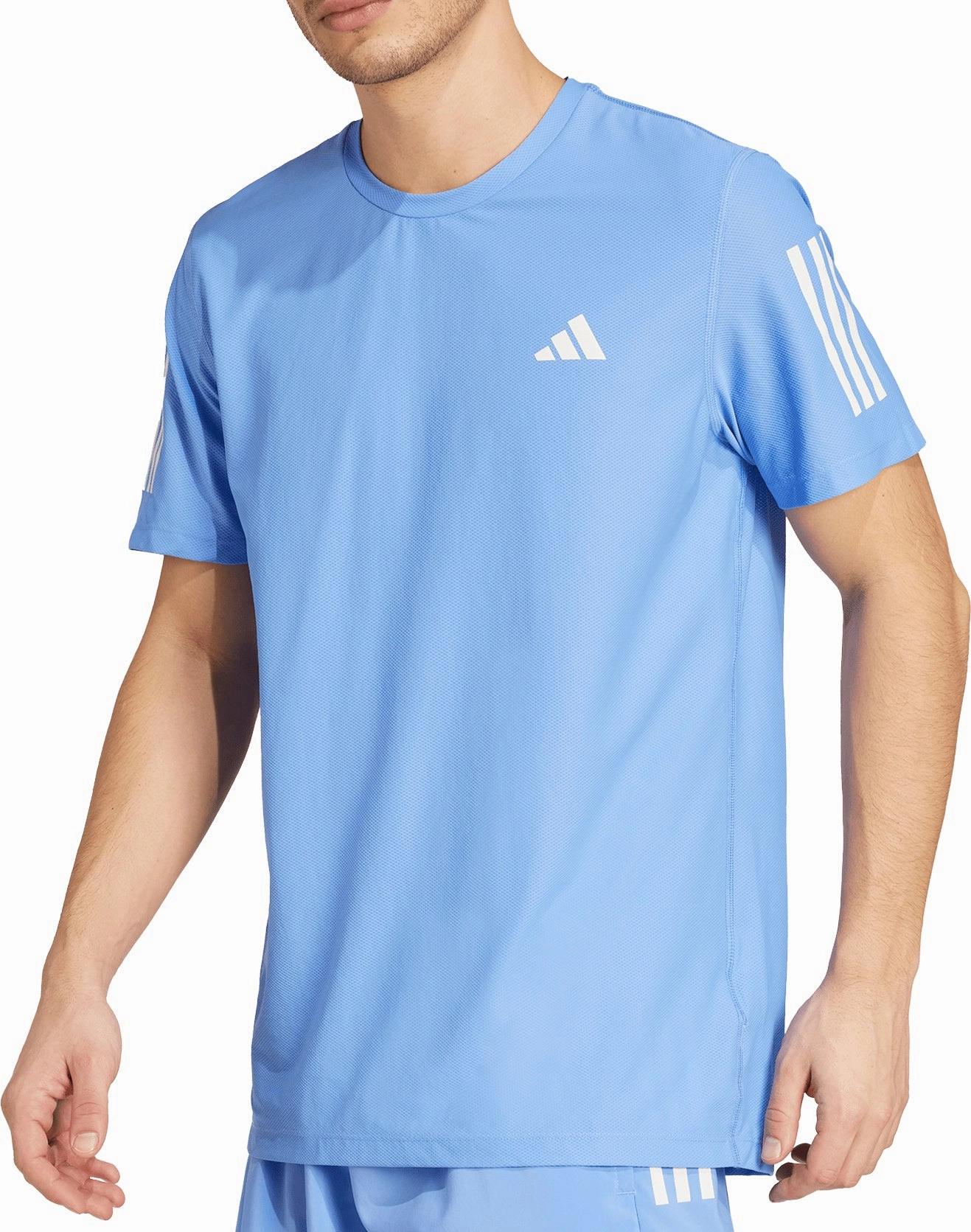 adidas Own The Run Short Sleeve Mens Running Top - Blue dry cleanable Quick Dry Material