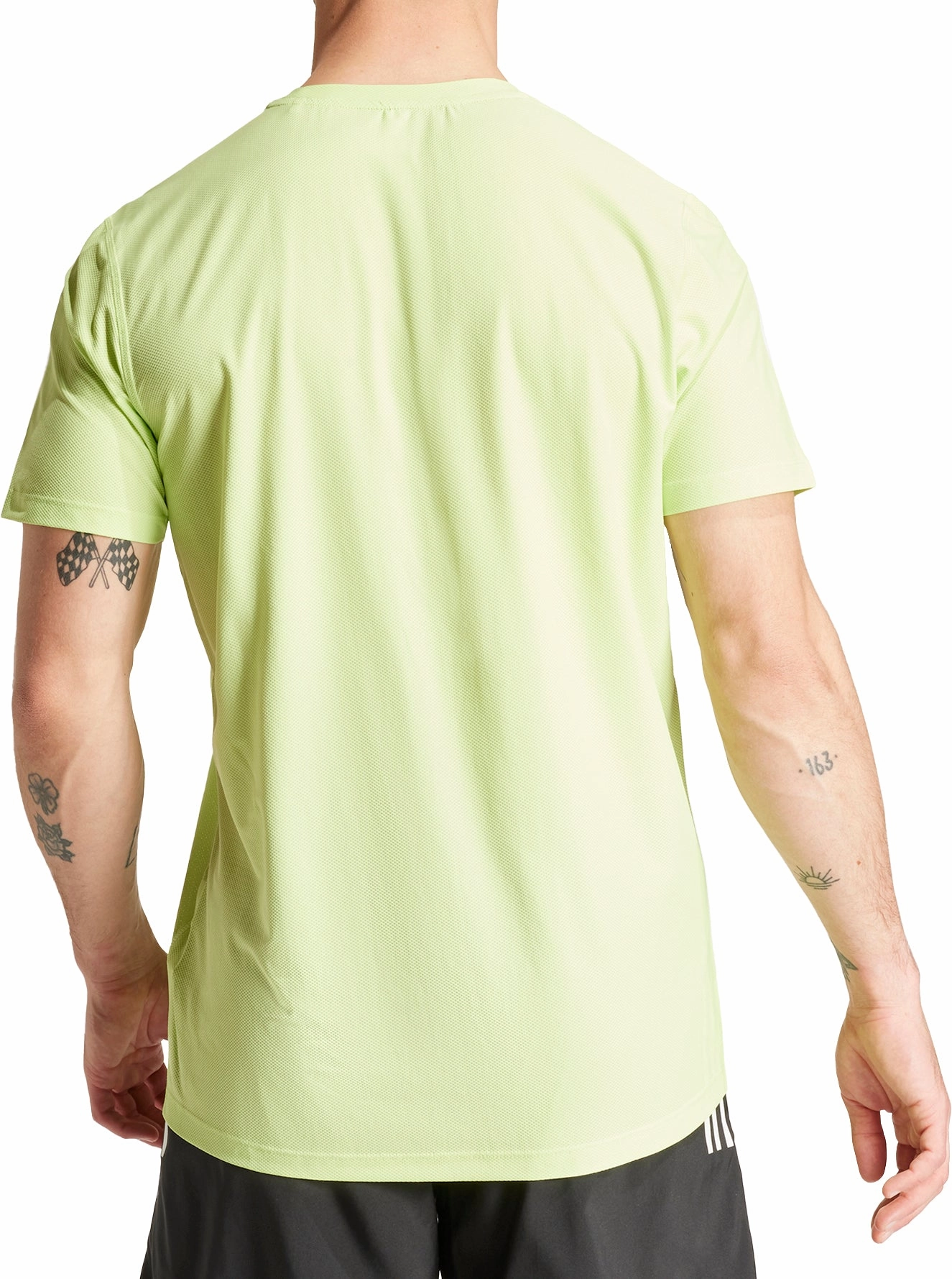 adidas Own The Run Short Sleeve Mens Running Top - Green Flexible Cuff Design