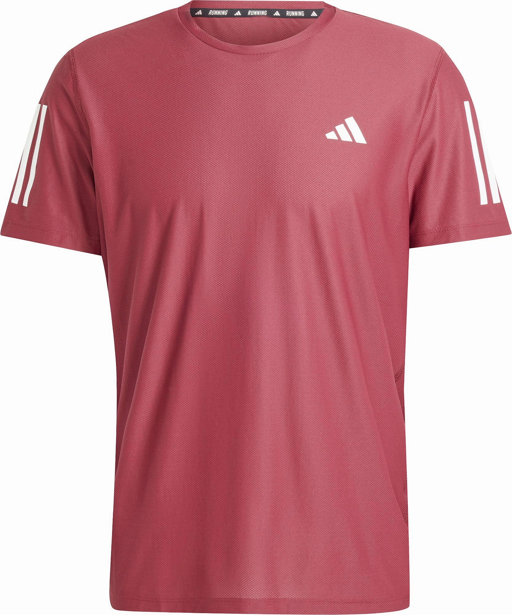 adidas Own The Run Short Sleeve Mens Running Top - Red VintageWashEffect Chic Smart