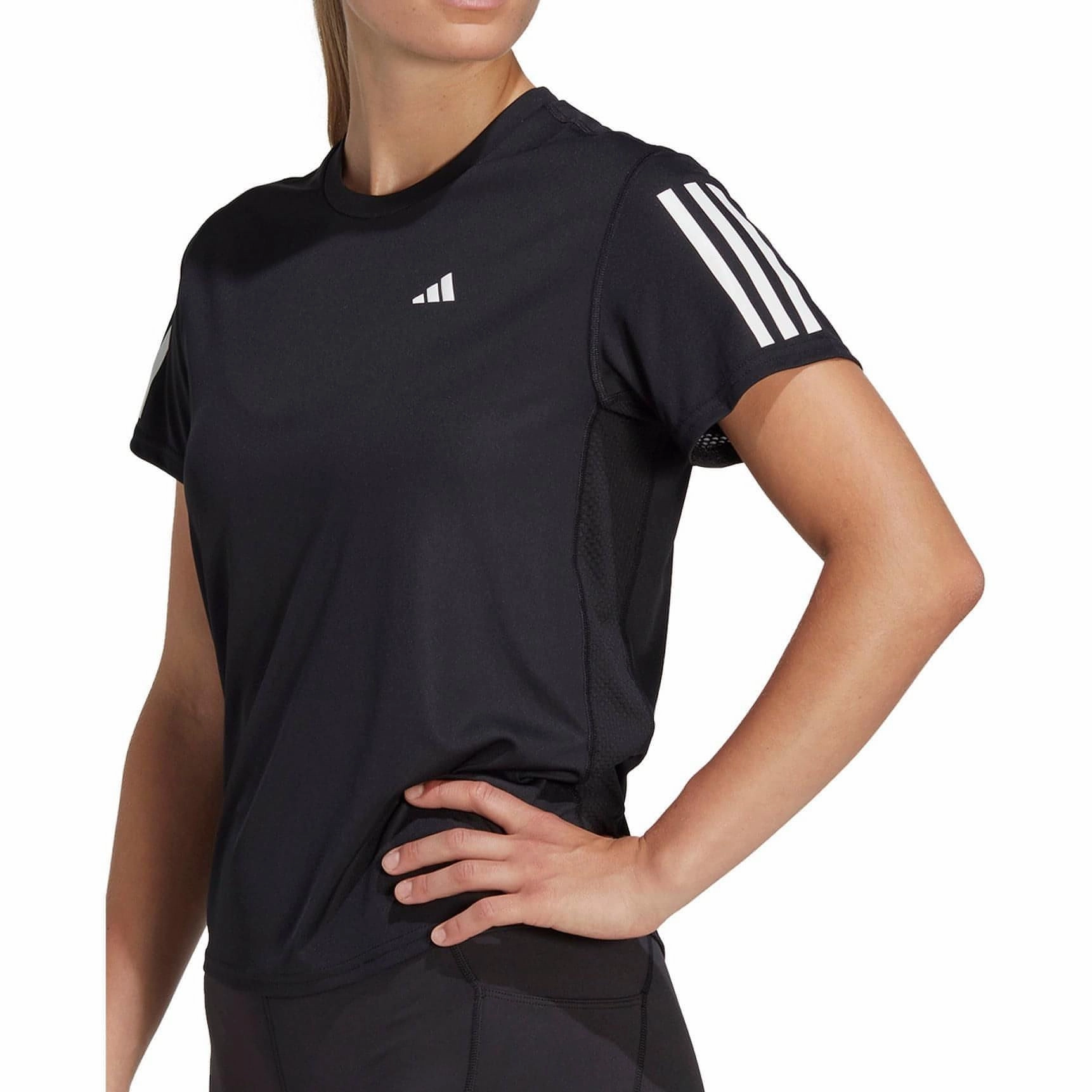 Abstract print Multi Panel Design adidas Own The Run Short Sleeve Womens Running Top - Black