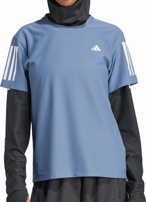 Cashmere combination adidas Own The Run Short Sleeve Womens Running Top - Blue