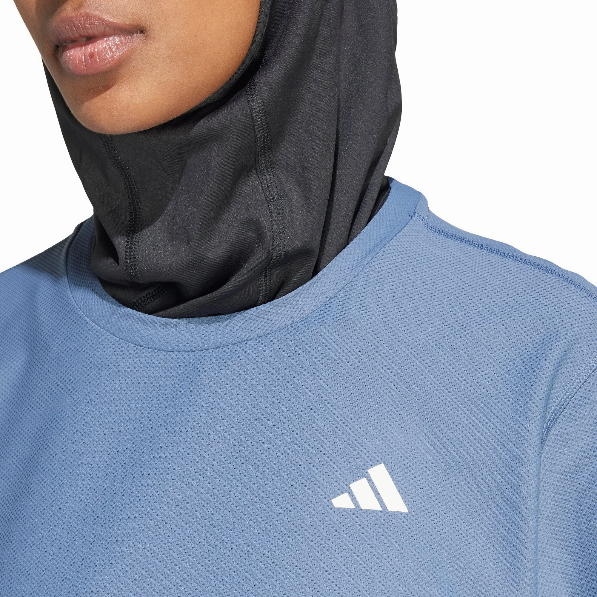 adidas Own The Run Short Sleeve Womens Running Top - Blue Heathered Texture Everyday Top