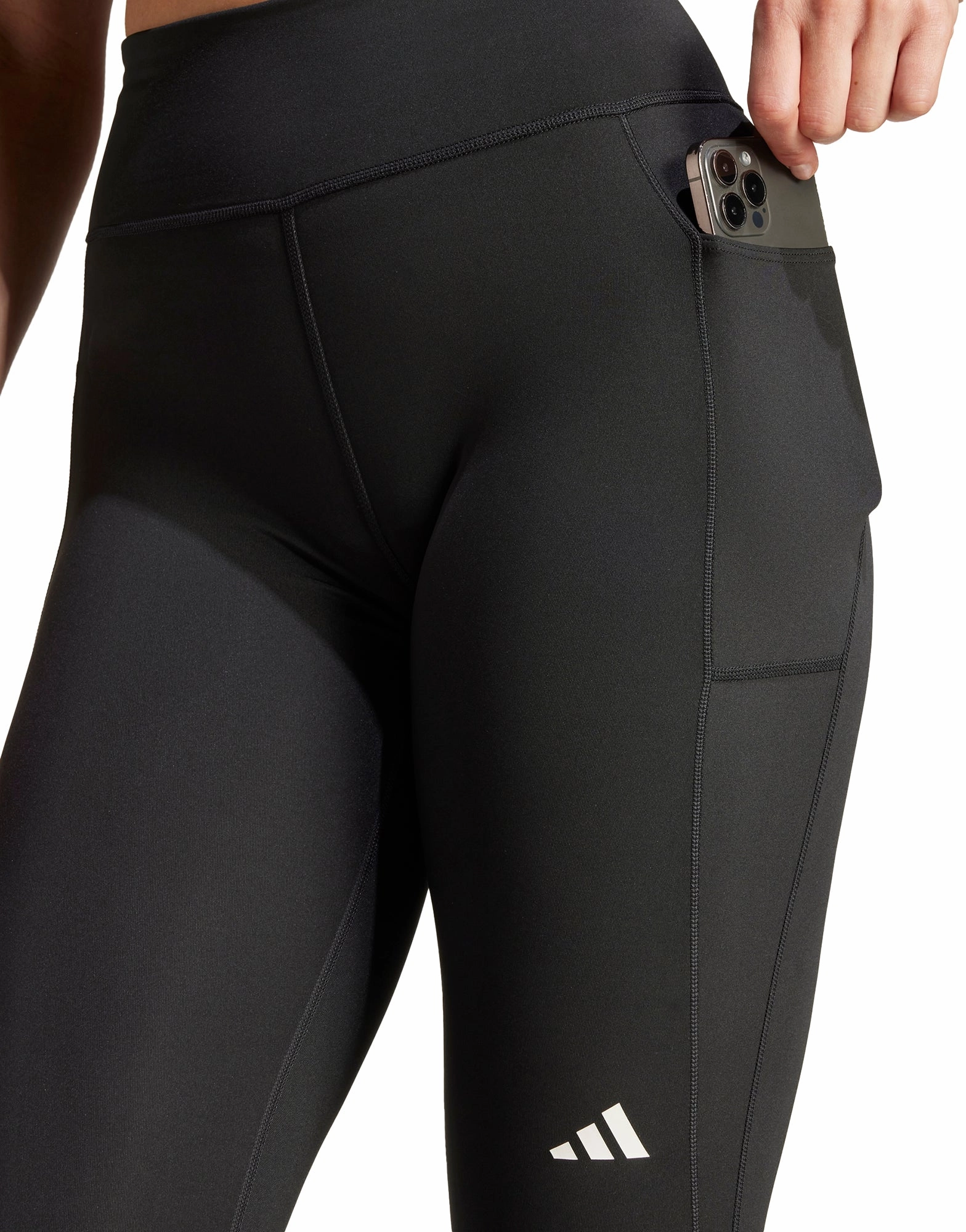 adidas Own The Run Womens Long Running Tights - Black Adjustable Drawstring Waist