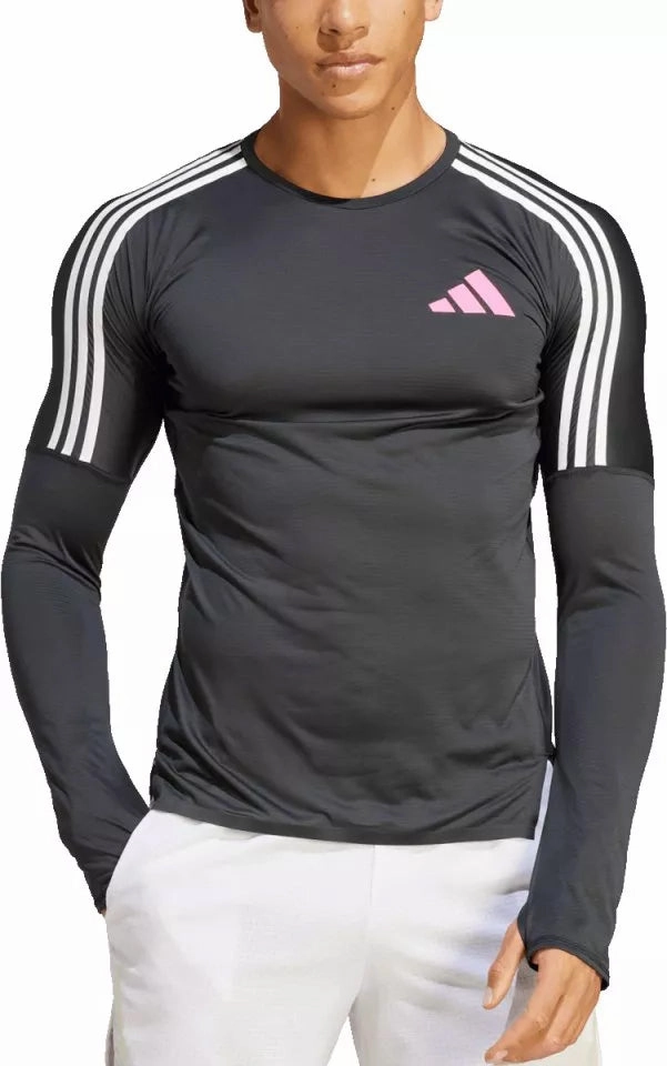 adidas Promo Long Sleeve Mens Running Top - Black traveler Makeup