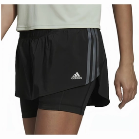 adidas Run Icons 3 Stripes Womens Running Skort - Black Port Pocket Design men's option
