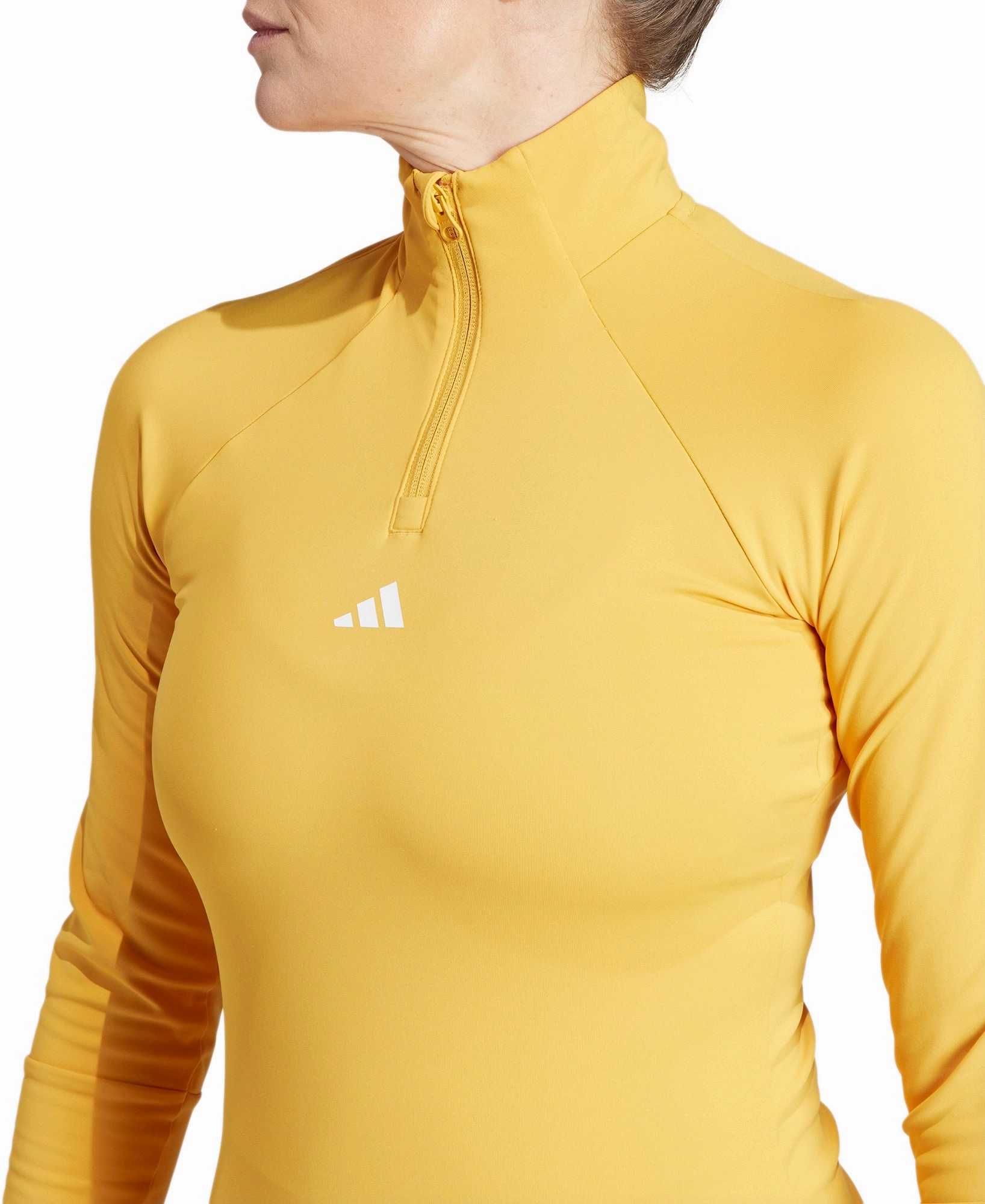 adidas Tech-Fit COLD.RDY Half Zip Long Sleeve Womens Running Top - Yellow Rough texture