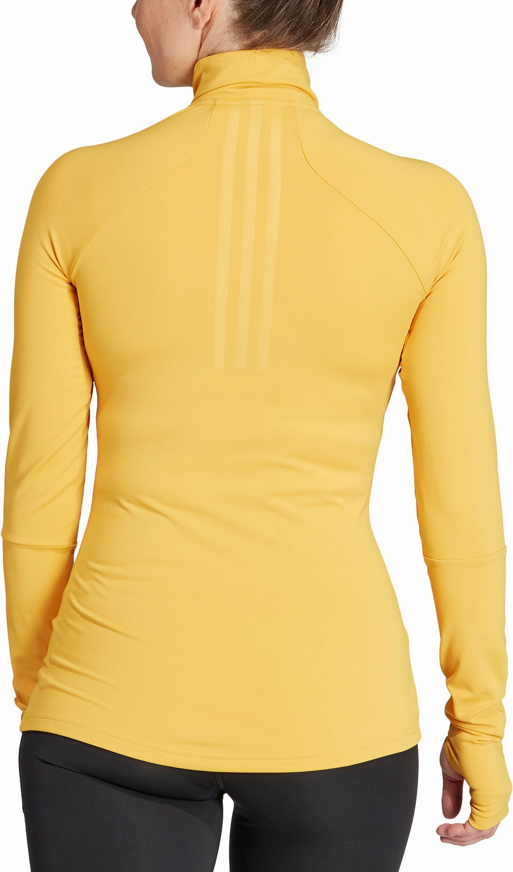 adidas Tech-Fit COLD.RDY Half Zip Long Sleeve Womens Running Top - Yellow Desert oasis