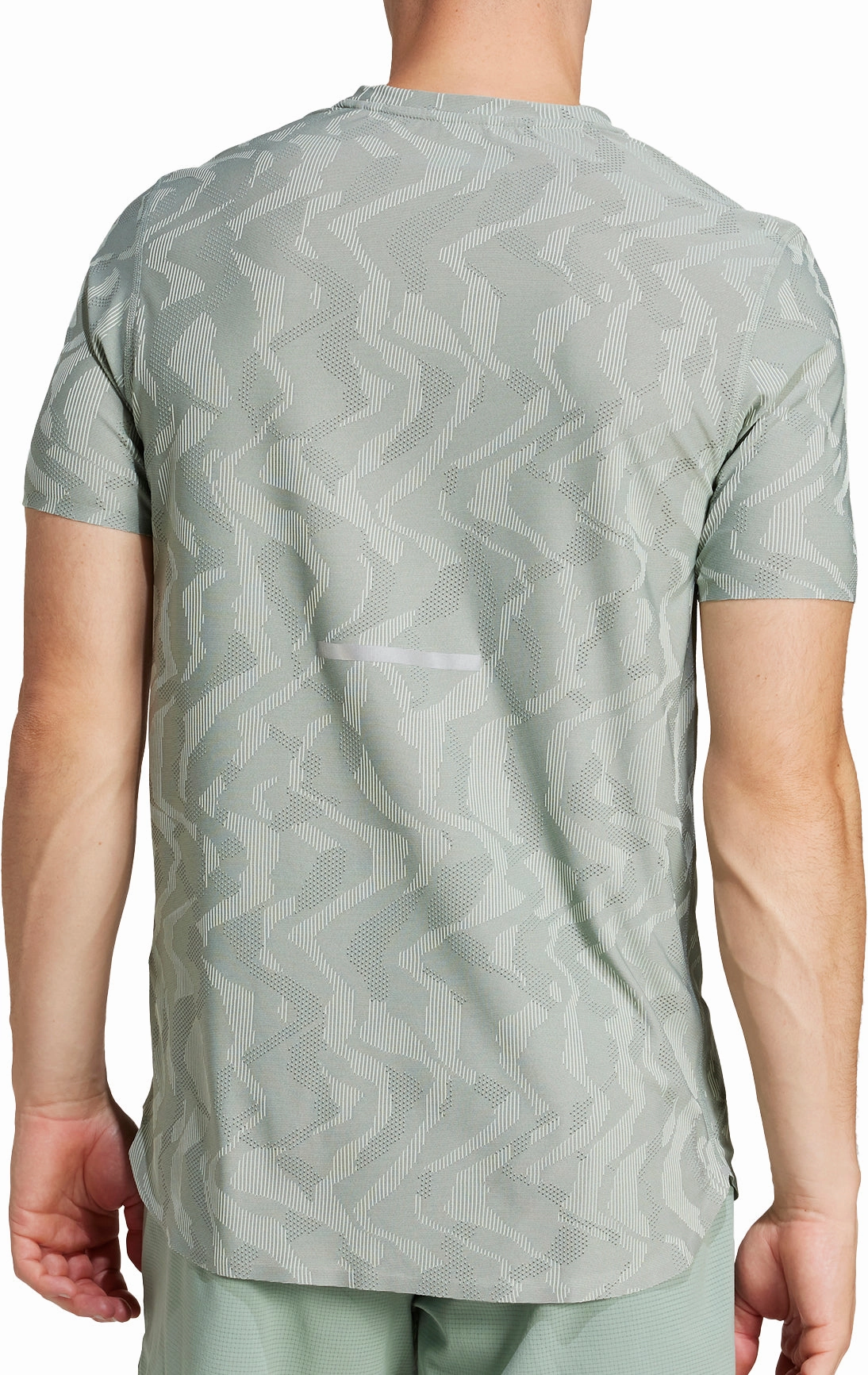 Boat Neck High Density Weave adidas Ultimate Engineered ClimaCool  Short Sleeve Mens Running Top - Green