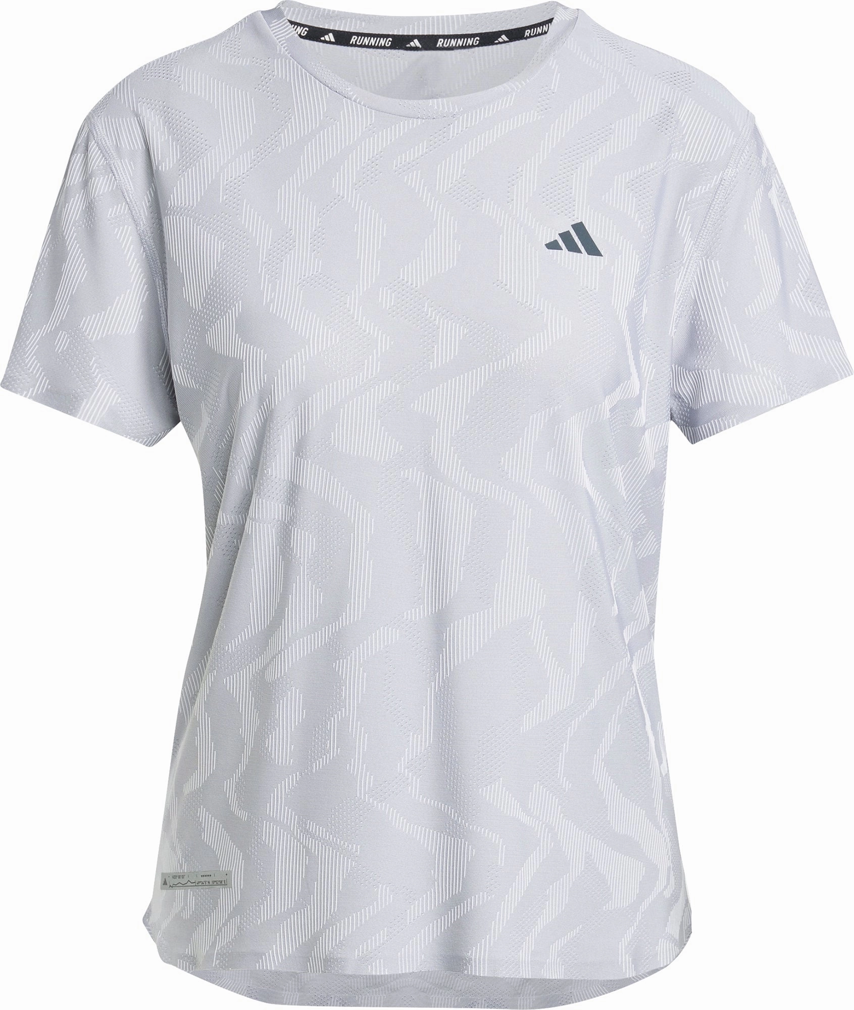 adidas Ultimate HEAT.RDY Engineered Short Sleeve Womens Running Top - Grey Wrinkle Free Fabric Cool Comfort