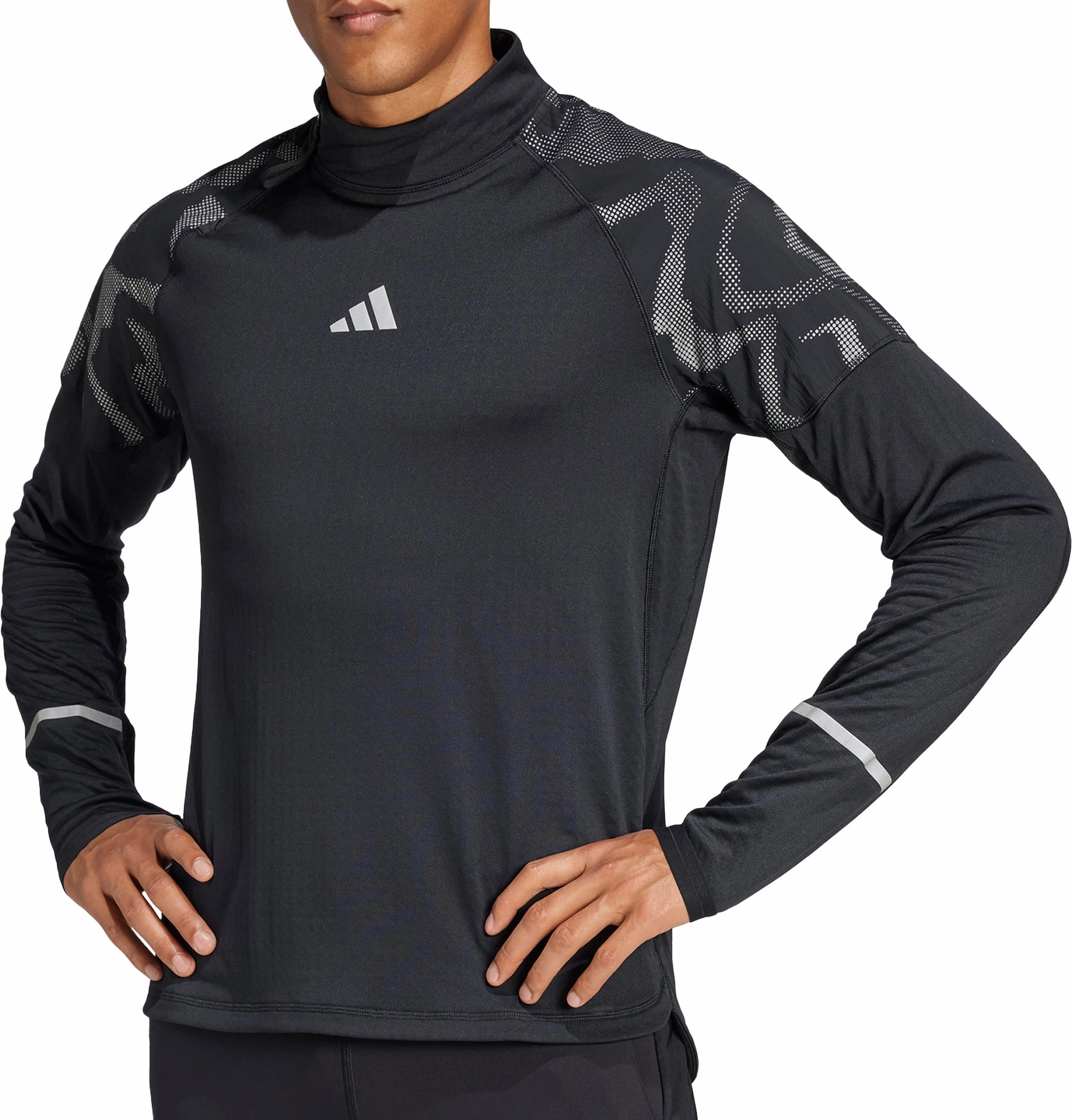 adidas Ultimate Hi Vis Reflective Half Zip Long Sleeve Mens Running Top - Black Outdoor - wear